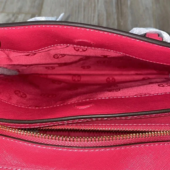 NWT Tory Burch Robinson Small Zip Tote Dark Peony - Picture 11 of 12